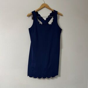 J.Crew Navy Scalloped Athletic Dress w/ Built-In Shorts | Crossback | Size Large